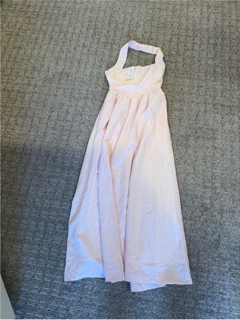 Petal and Pup- SZ 2 NWT Light Pink Gingham Halter Midi Dress - Picture 7 of 11